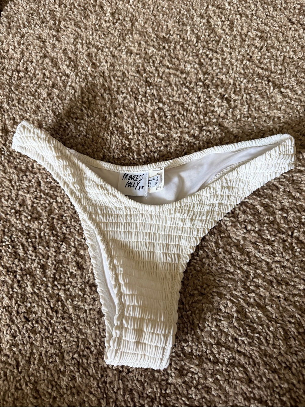 Princess Polly White Ruched Bikini  Bottoms
